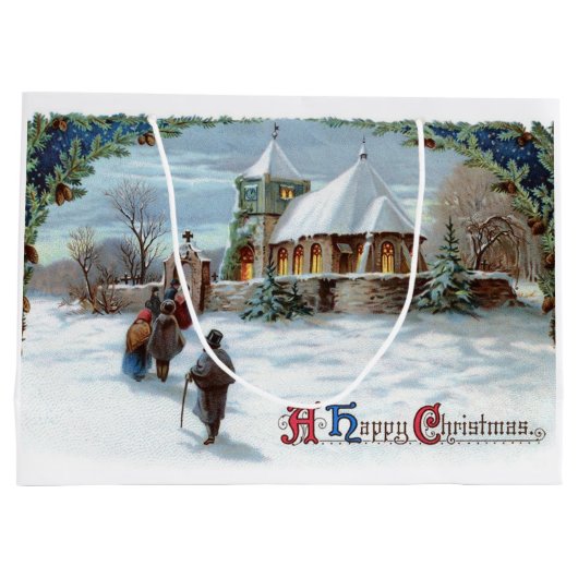  White Snow Village Holiday Kerstmis Groot Cadeauzakje (Achterkant)