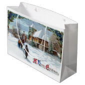  White Snow Village Holiday Kerstmis Groot Cadeauzakje (Achterkant Gekanteld)