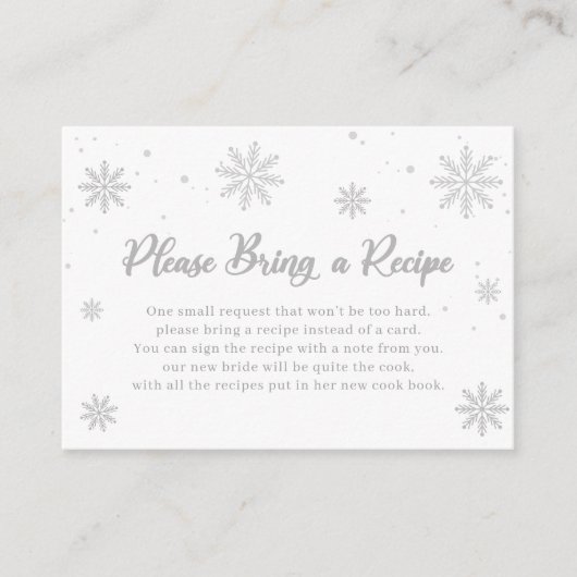 White Snow Winter Vrijgezellenfeest Recept Aanvraa Informatiekaartje (Voorkant)