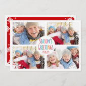 White Snowfall Merry kerstfoto Collage Card Feestdagenkaart (Voorkant / Achterkant)