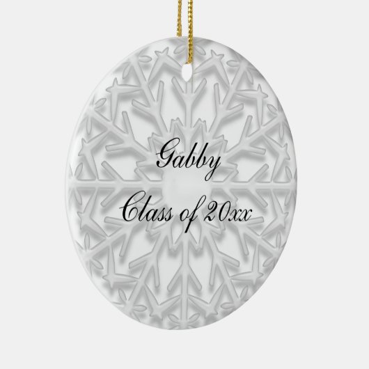 White Snowflake Afstuderen Foto Keramisch Ornament (Rechts)