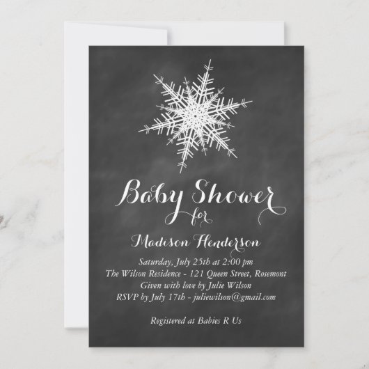 White Snowflake Baby shower Invite op krijt Kaart (Voorkant)
