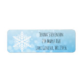 White Snowflake Blue Kerstmis Feestdagen Winter Etiket (Voorkant)