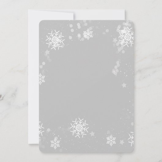 White Snowflake Border Foto Gray Flat Kaart (Achterkant)