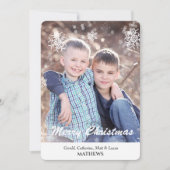 White Snowflake Border Foto Gray Flat Kaart (Voorkant)