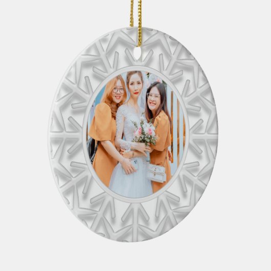 White Snowflake Bridesmaid Keramisch Ornament (Rechts)