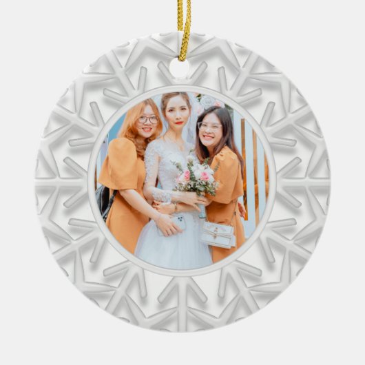 White Snowflake Bridesmaid Keramisch Ornament (Voorkant)