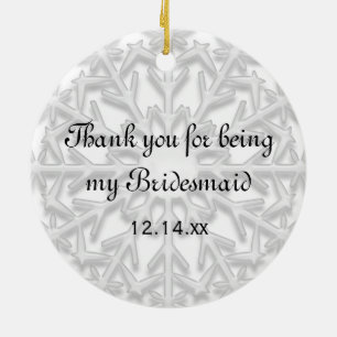 White Snowflake Bridesmaid Keramisch Ornament