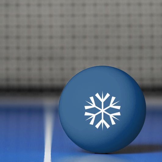 White Snowflake Design on Blue Pingpongbal (Net)