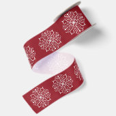 White Snowflake Design Ribbon Satijnen Lint (Achterkant)