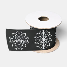 White Snowflake Design Ribbon Satijnen Lint