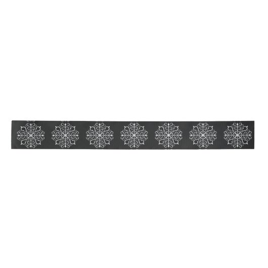 White Snowflake Design Ribbon Satijnen Lint (Voorkant)