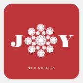 White Snowflake Flower Stippen Joy kerstfeestdag Vierkante Sticker (Voorkant)