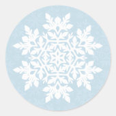 White Snowflake (Frost Blue)  Ronde Sticker (Voorkant)