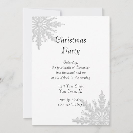 White Snowflake Holiday Kerstfeest Kaart (Voorkant)
