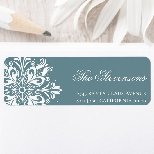 White Snowflake Holiday Retouradres Etiket