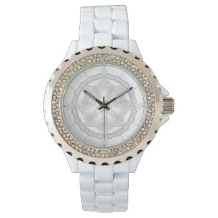 White Snowflake Horloge