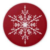 White Snowflake Keramische Knop (Voorkant)
