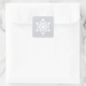 White Snowflake kerstfeestdag cadeaulabels Vierkante Sticker (Tas)