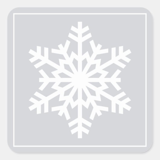 White Snowflake kerstfeestdag cadeaulabels Vierkante Sticker (Voorkant)