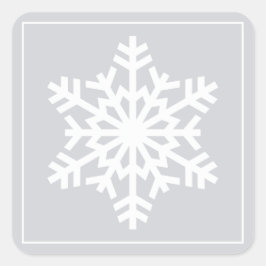 White Snowflake kerstfeestdag cadeaulabels Vierkante Sticker