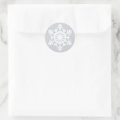 White Snowflake kerstfeestelijke enveloppen Ronde Sticker (Tas)