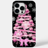 White Snowflake Light Roze Kerstaboom met lint Case-Mate iPhone Case (Achterkant)