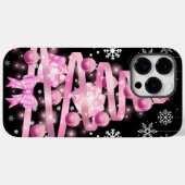 White Snowflake Light Roze Kerstaboom met lint Case-Mate iPhone Case (Achterkant (horizontaal))