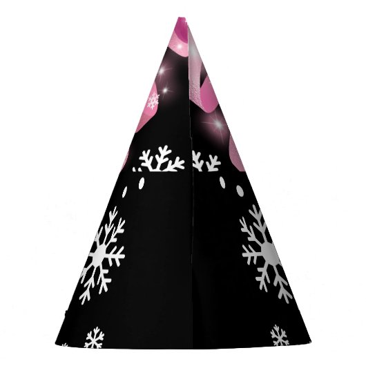 White Snowflake Light Roze Kerstaboom met lint Feesthoedjes (Achterkant)