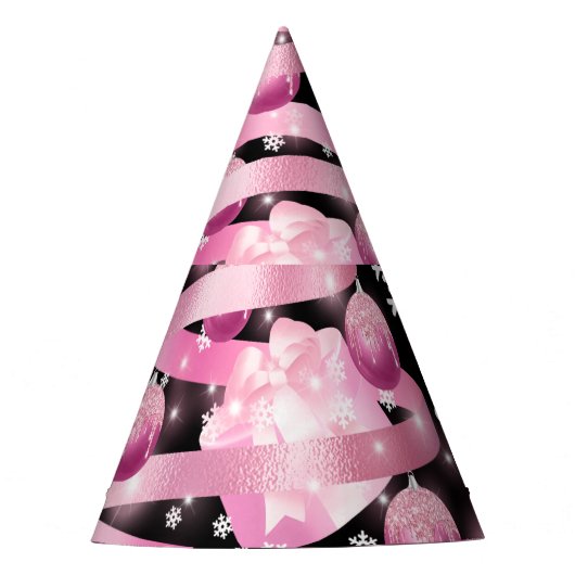 White Snowflake Light Roze Kerstaboom met lint Feesthoedjes (Voorkant)