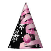 White Snowflake Light Roze Kerstaboom met lint Feesthoedjes (Links)
