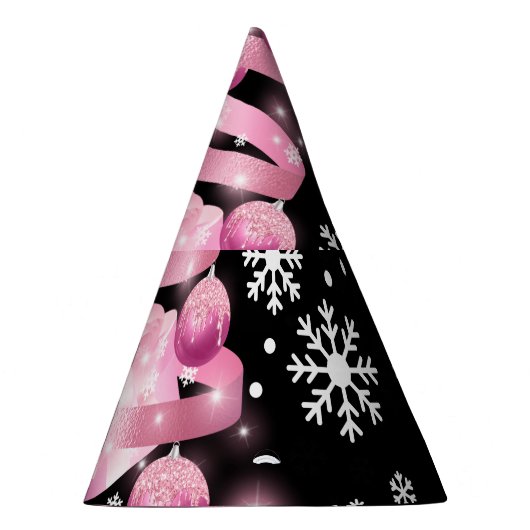 White Snowflake Light Roze Kerstaboom met lint Feesthoedjes (Rechts)