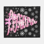 White Snowflake Light Roze Kerstaboom met lint Fleece Deken (Voorkant (Horizontaal))