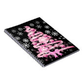 White Snowflake Light Roze Kerstaboom met lint Notitieboek (Rechterzijde)