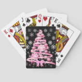 White Snowflake Light Roze Kerstaboom met lint Pokerkaarten (Achterkant)