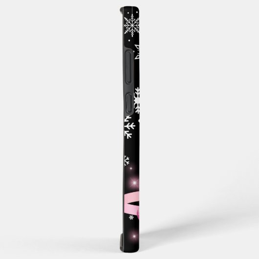 White Snowflake Light Roze Kerstaboom met lint Samsung Galaxy Hoesje (Rechterkant)