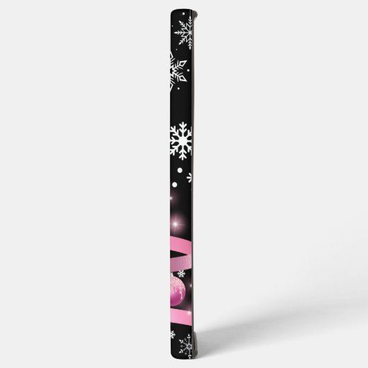 White Snowflake Light Roze Kerstaboom met lint Samsung Galaxy Hoesje (Linkerkant)