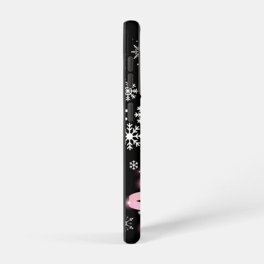 White Snowflake Light Roze Kerstaboom met lint Samsung Galaxy Hoesje (Rechterkant)