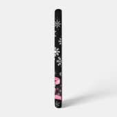 White Snowflake Light Roze Kerstaboom met lint Samsung Galaxy Hoesje (Linkerkant)