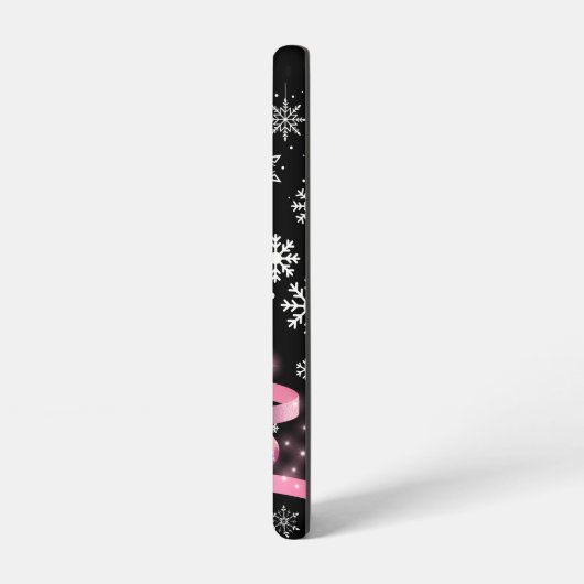 White Snowflake Light Roze Kerstaboom met lint Samsung Galaxy Hoesje (Linkerkant)