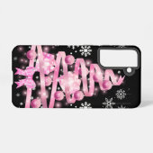 White Snowflake Light Roze Kerstaboom met lint Samsung Galaxy Hoesje (Achterkant horizontaal)