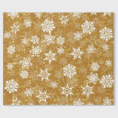 White Snowflake Luxurous Yellow Elegant kerst Cadeaupapier (Vlak)