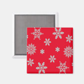 White Snowflake met Red Background Kerstmis Magneet (Voorkant / Achterkant)
