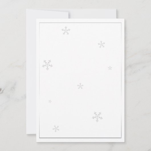 White Snowflake Modern Calligraphy Winter Wedding Kaart (Achterkant)