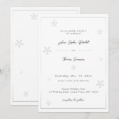 White Snowflake Modern Calligraphy Winter Wedding Kaart (Voorkant / Achterkant)