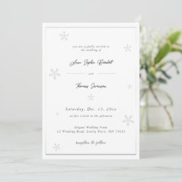 White Snowflake Modern Calligraphy Winter Wedding Kaart