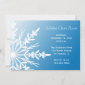 White Snowflake on Blue Holiday Open House Kaart (Voorkant)