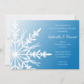 White Snowflake on Blue Winter Rehearsal Dinner Kaart (Voorkant)