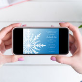 White Snowflake on Blue Winter Vrijgezellenfeest Kaart