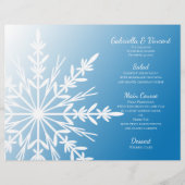 White Snowflake on Blue Winter Wedding Menu (Voorkant)